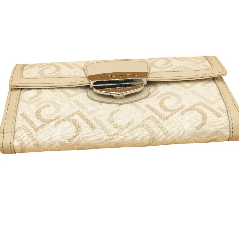 Liz Claiborne Cream Gold Canvas Wallet